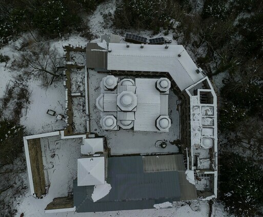 Snowy Agios Dionysios Monastery, Olympus